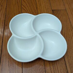White Ceramic Clover 4 Compartment Serving Platter